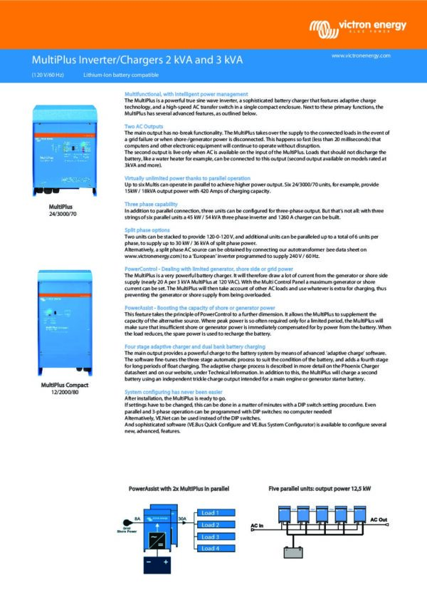 MultiPlus 12/3000/120-50 120V VE.Bus PMP123021102 Victron - Image 2