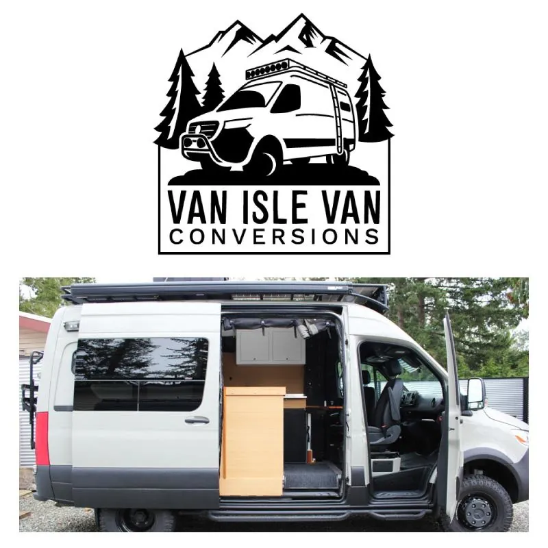 Van Isle Van Conversions logo and a custom Sprintervan